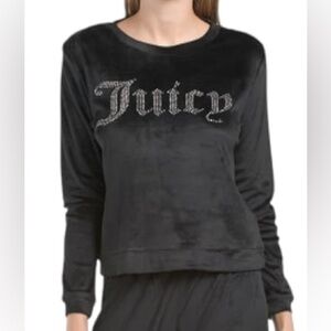 Juicy Couture Women’s Black Crew Neck Velvet Fleece Long Sleeve Shirt Size: XL